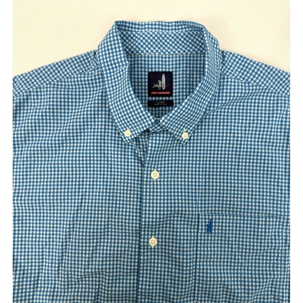 Johnnie O Prep-Formance Men's XL Long Sleeve Button Down Shirt Blue Gingham - Picture 5 of 9